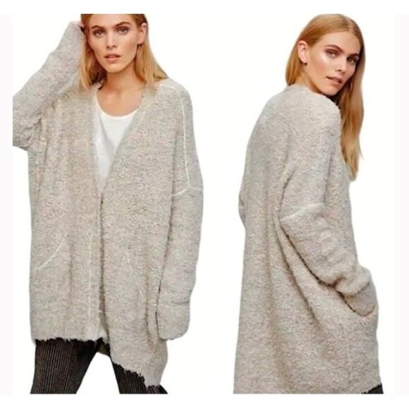 Free People Sweaters - Free People Boucle Cadi Sweater Alpaca Grandpa Cardigan Grunge Boho Sz M Pockets